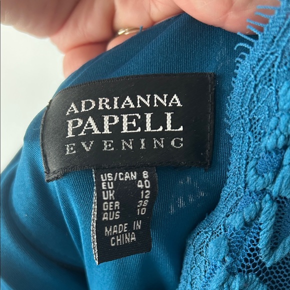 Adrianna Papell Teal Long Sleeve Lace Dress - Picture 2 of 3